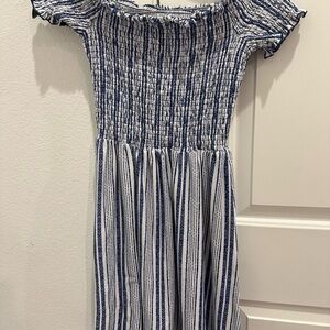 Blue and White Striped Kids Dress